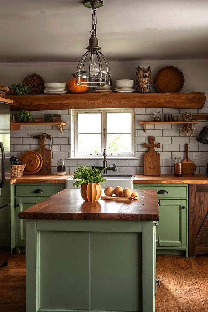 Rustic Charm in a Sage Green Island - 22 Sage Green Kitchen Island Ideas