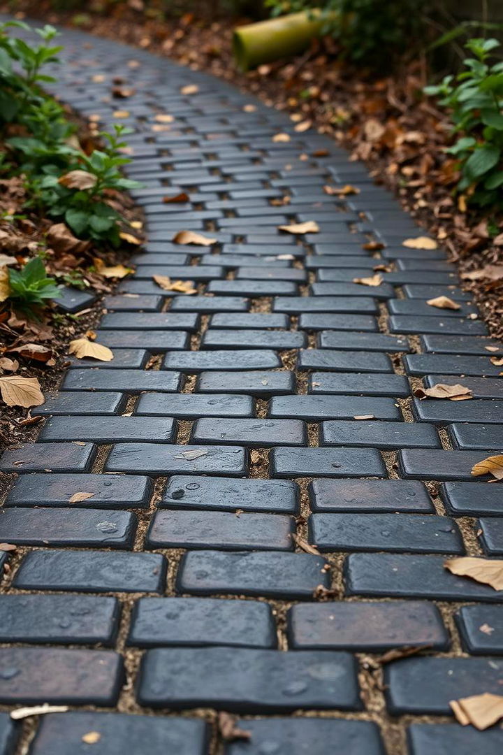 Rustic Charm via Textured Bricks - 22 Black Brick Walkway Ideas