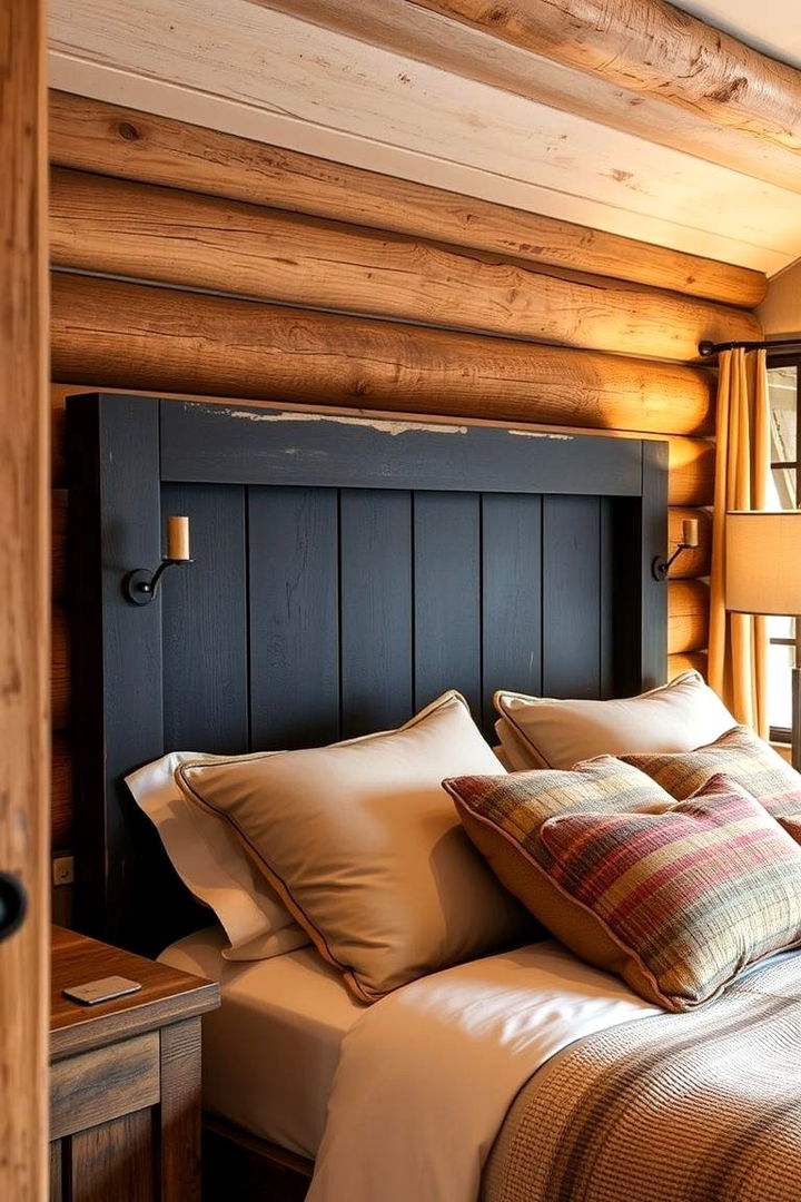 Rustic Charm with Black Headboard - 22 Black Headboard Bedroom Ideas