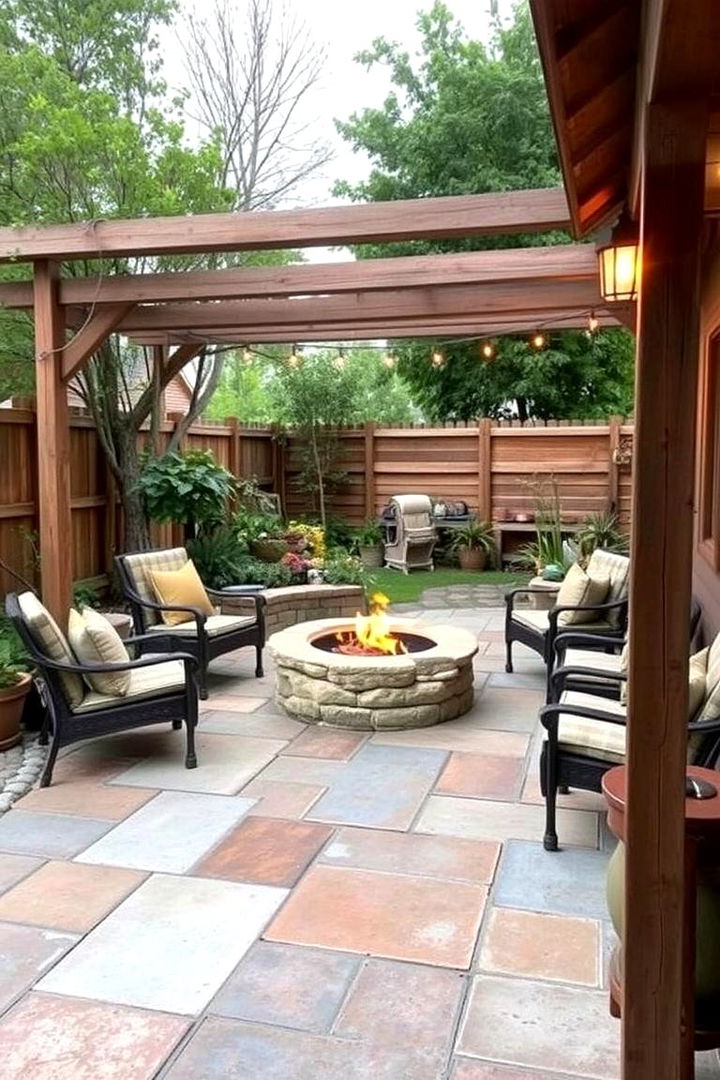 Rustic Charm with Contemporary Twist - 22 Concrete Paver Patio Fire Pit Ideas
