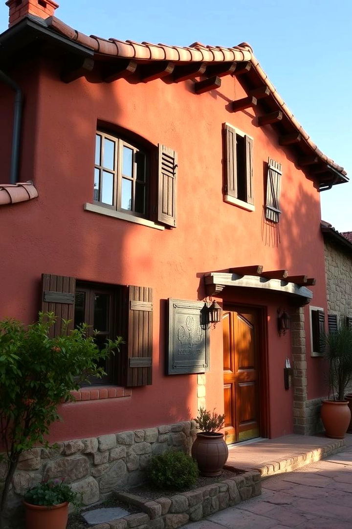 Rustic Charm with Dark Terracotta - 22 Dark Red House Exterior Ideas