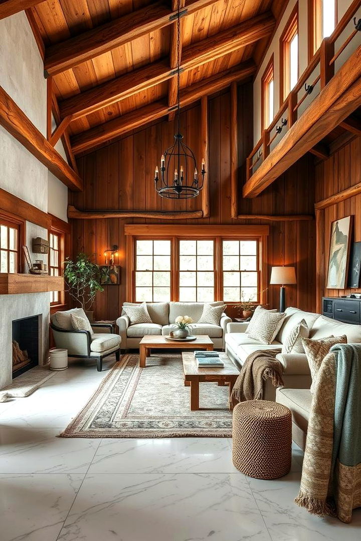 Rustic Charm with Marble - 22 Marble Floor Living Room Ideas