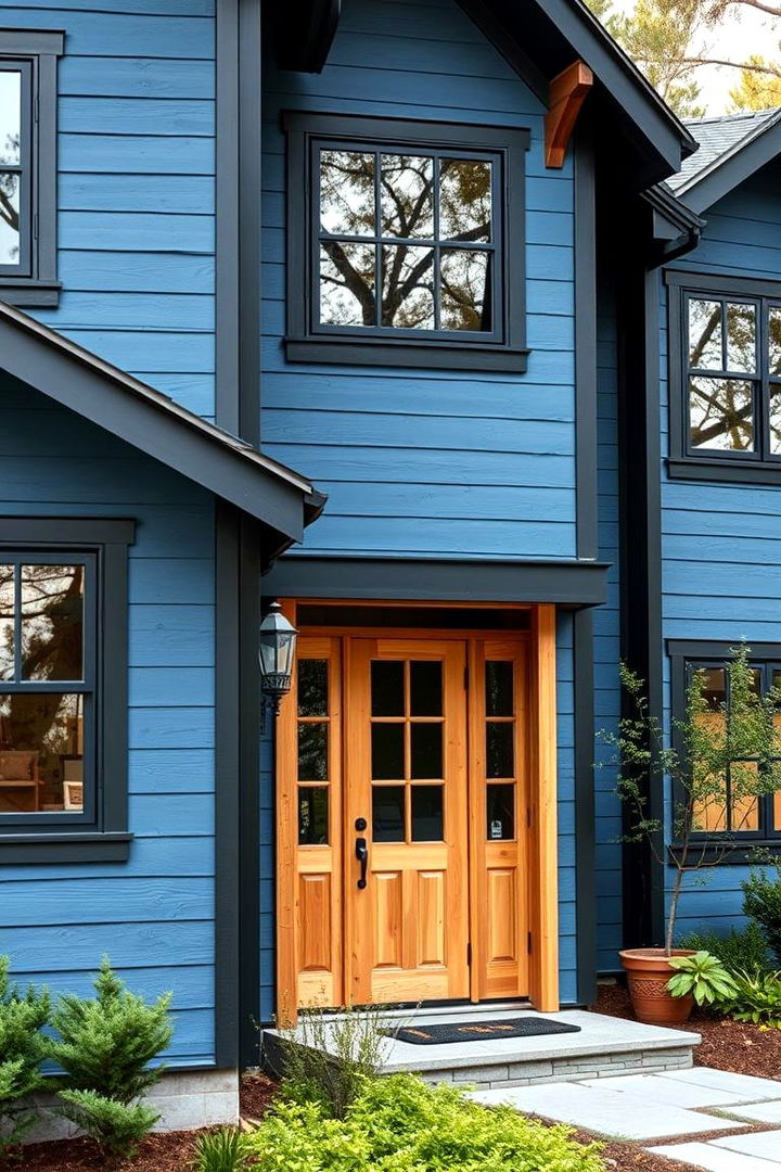 Rustic Charm with Modern Edge - 22 Blue House With Black Trim Ideas