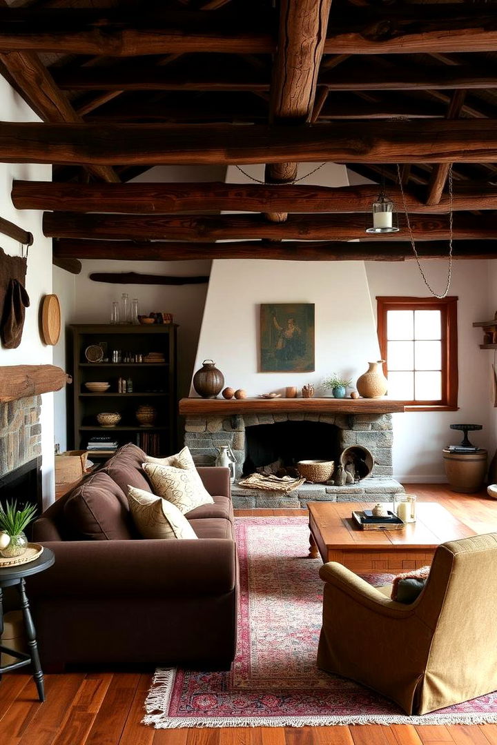 Rustic Charm with Warm Tones - 22 Dark Brown Couch Living Room Ideas