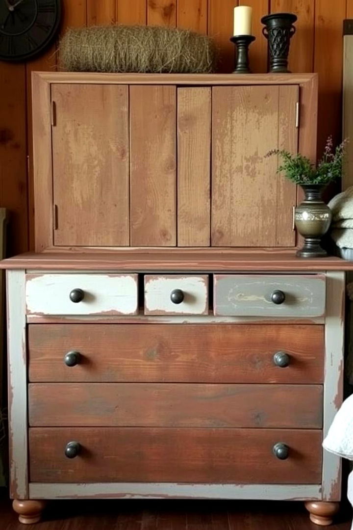 Rustic Charm with Warm Wood Finishes - 22 Dresser Decor Ideas