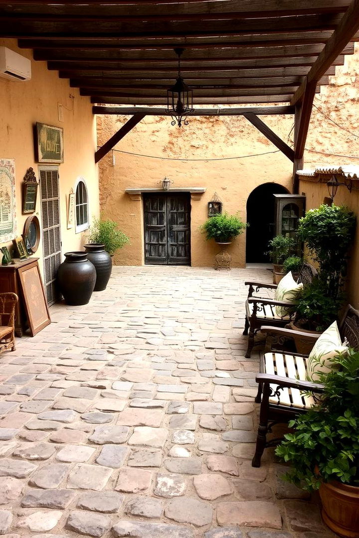 Rustic Charm with Weathered Cobblestones - 22 cobblestone patio ideas