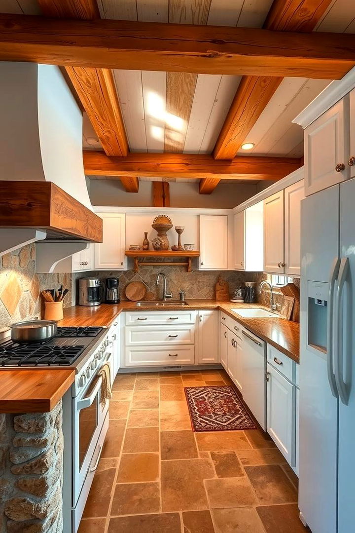 Rustic Charm with White Accents - 22 Kitchen With White Appliances Ideas