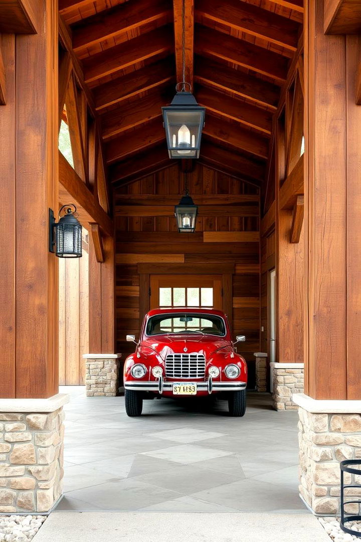 Rustic Charm with Wood Accents - 22 Car Porch Design Ideas