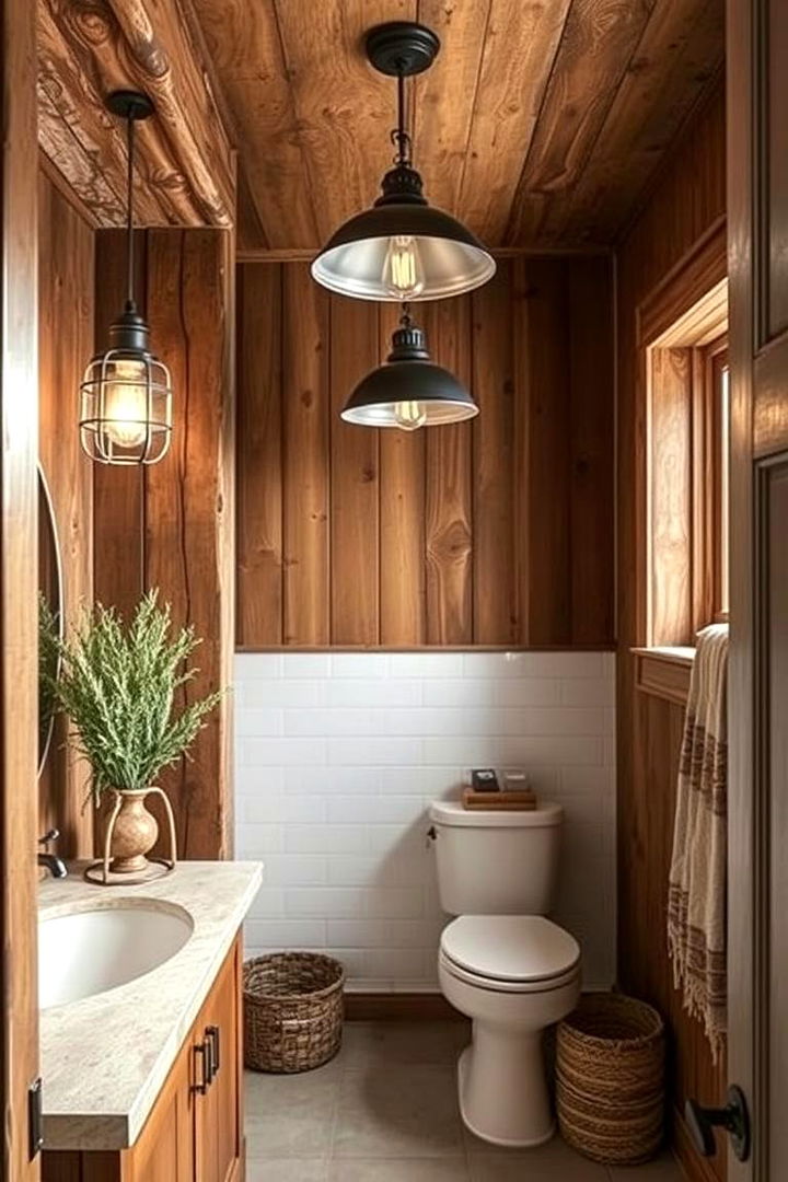 Rustic Charm with Wood Accents - 22 Bathroom Pendant Lighting Ideas
