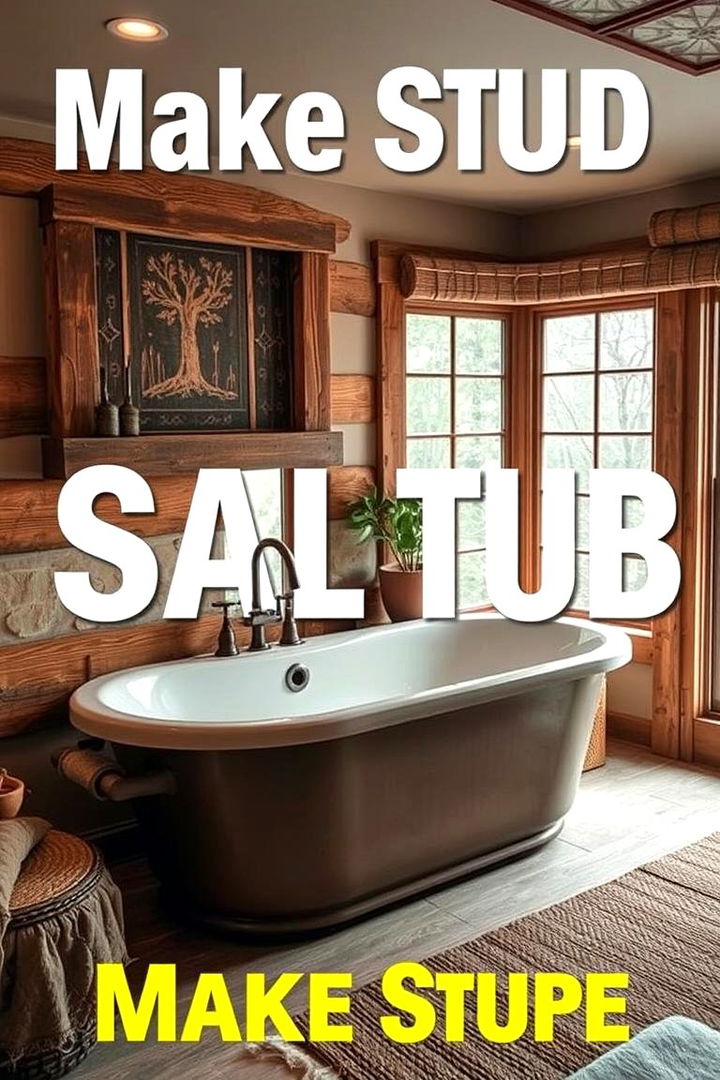 Rustic Charm with Wooden Accents - 22 Drop in Tub Ideas