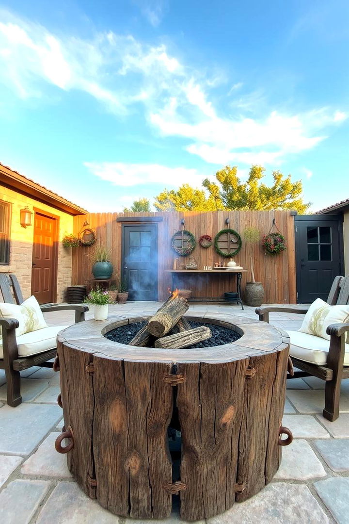 Rustic Charm with Wooden Accents - 22 Patio Ideas With Firepit