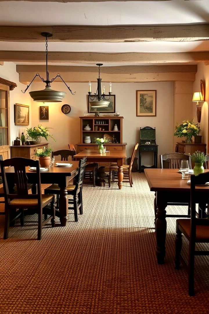 Rustic Charm with Woven Textures - 22 Carpeted Dining Room Ideas