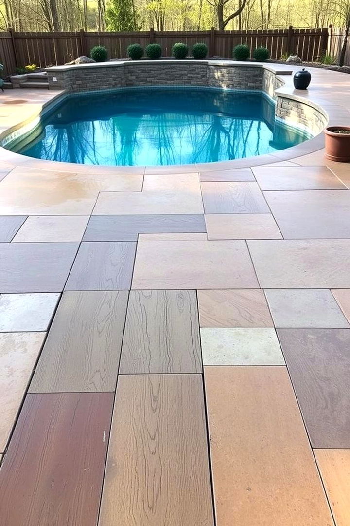 Rustic Concrete Beauty - 22 Stamped Concrete Pool Deck Ideas