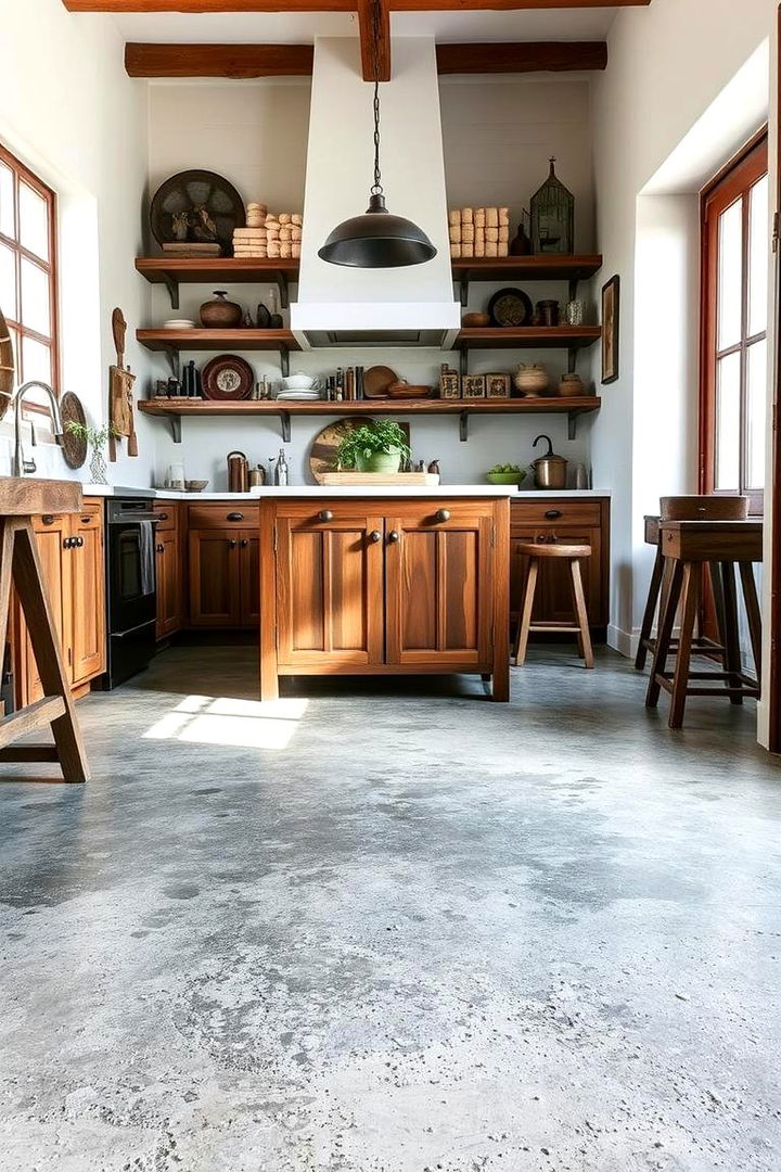 Rustic Concrete Warmth - 22 Concrete Floor Kitchen Ideas