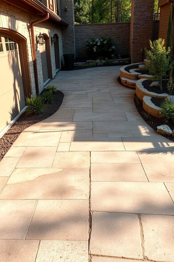 Rustic Concrete with Natural Stone - 22 Concrete Driveway Ideas