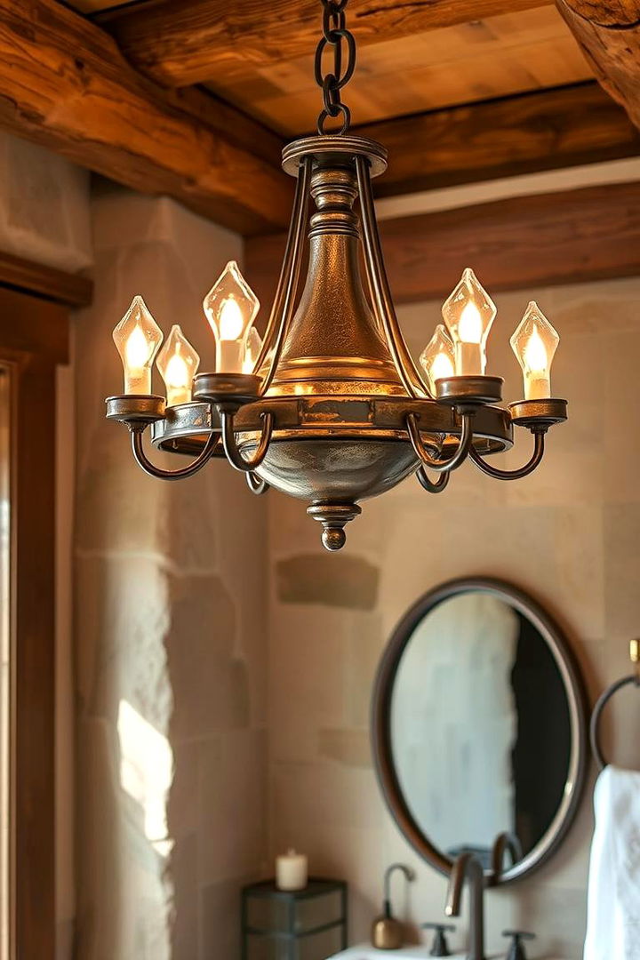 Rustic Copper Bathroom Chandelier - 22 Bathroom Chandelier Ideas