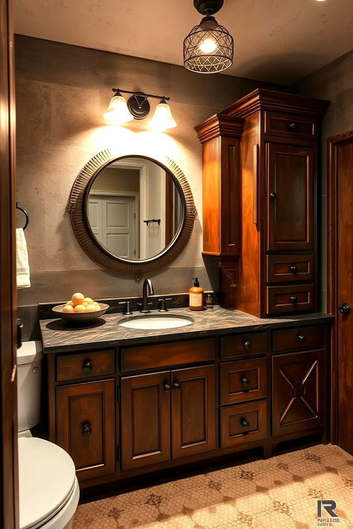 Rustic Copper Glow - 22 Bathroom Cabinet Color Ideas