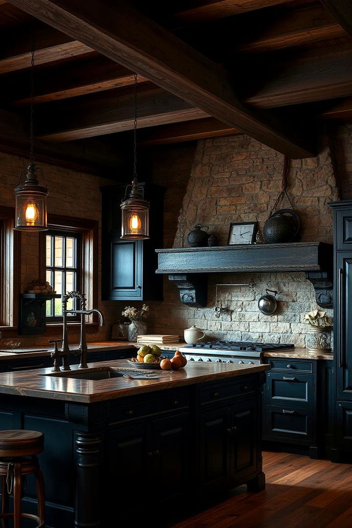 Rustic Dark Charm Kitchen - 22 Dark Kitchen Ideas