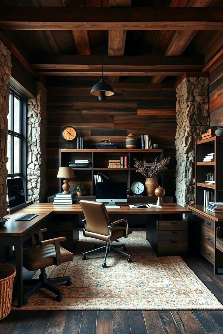 Rustic Dark Office Design - 22 dark home office design ideas