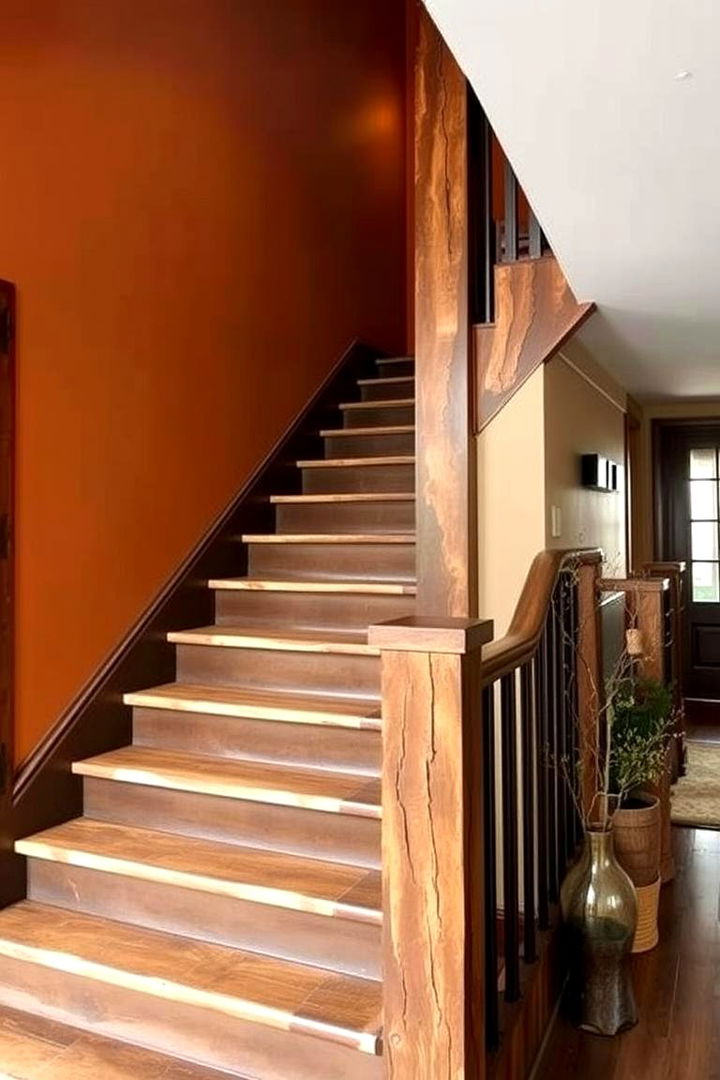 Rustic Earthy Tones - 22 Painted Stair Ideas