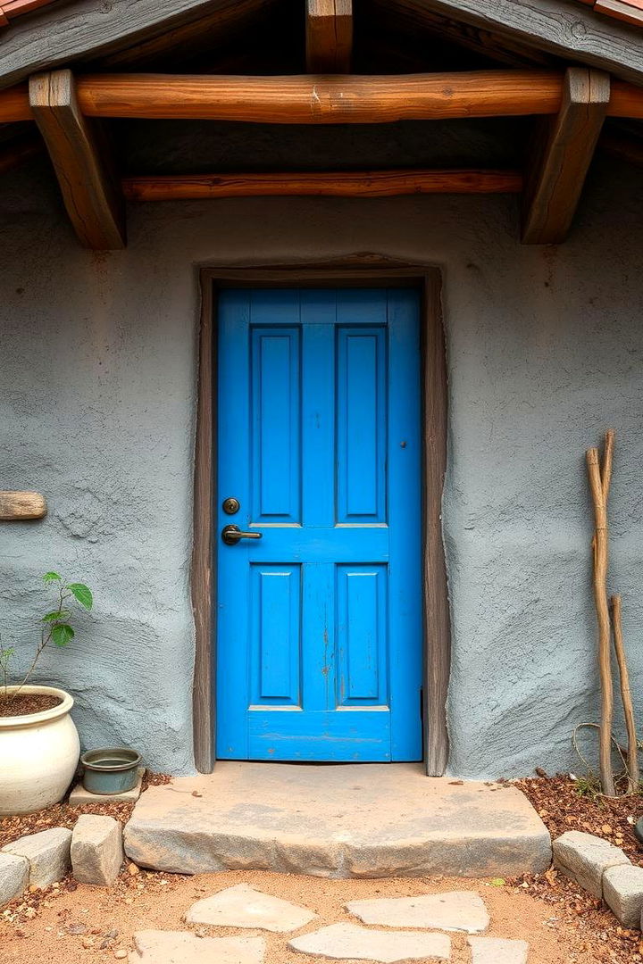 Rustic Elements - 22 Grey House With Blue Door Ideas