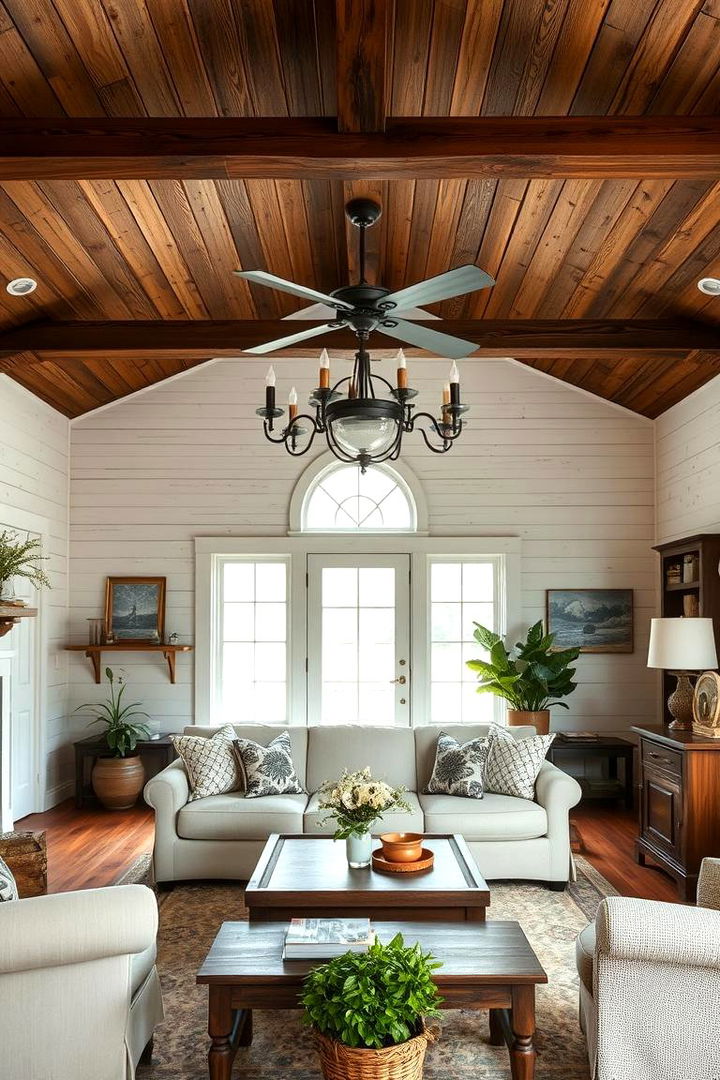 Rustic Farmhouse Ceilings for Timeless Charm - 22 Living Room Ceiling Ideas