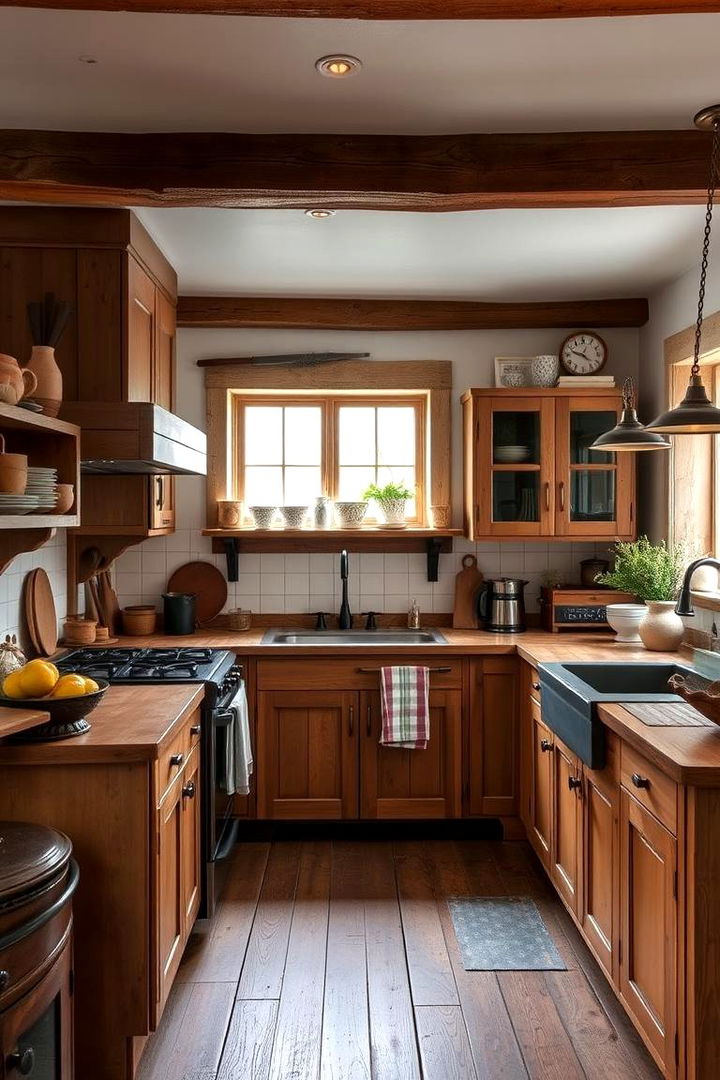 Rustic Farmhouse Charm - 22 Brown Kitchen Cabinets Ideas