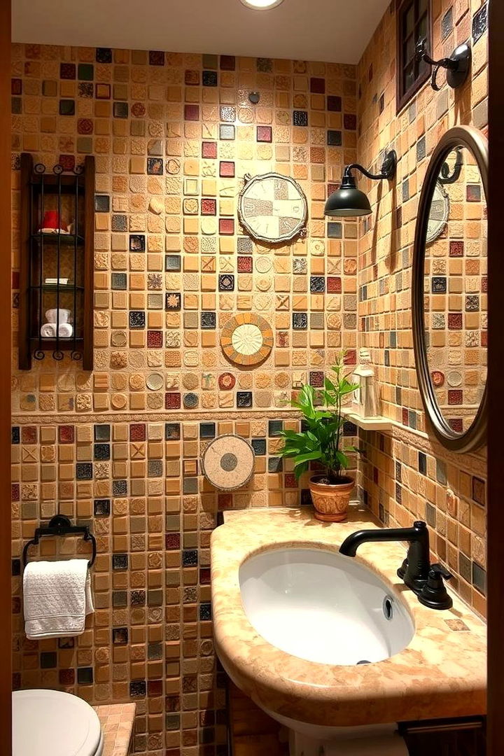 Rustic Farmhouse Mosaic - 22 Bathroom Mosaic Floor Tile Ideas
