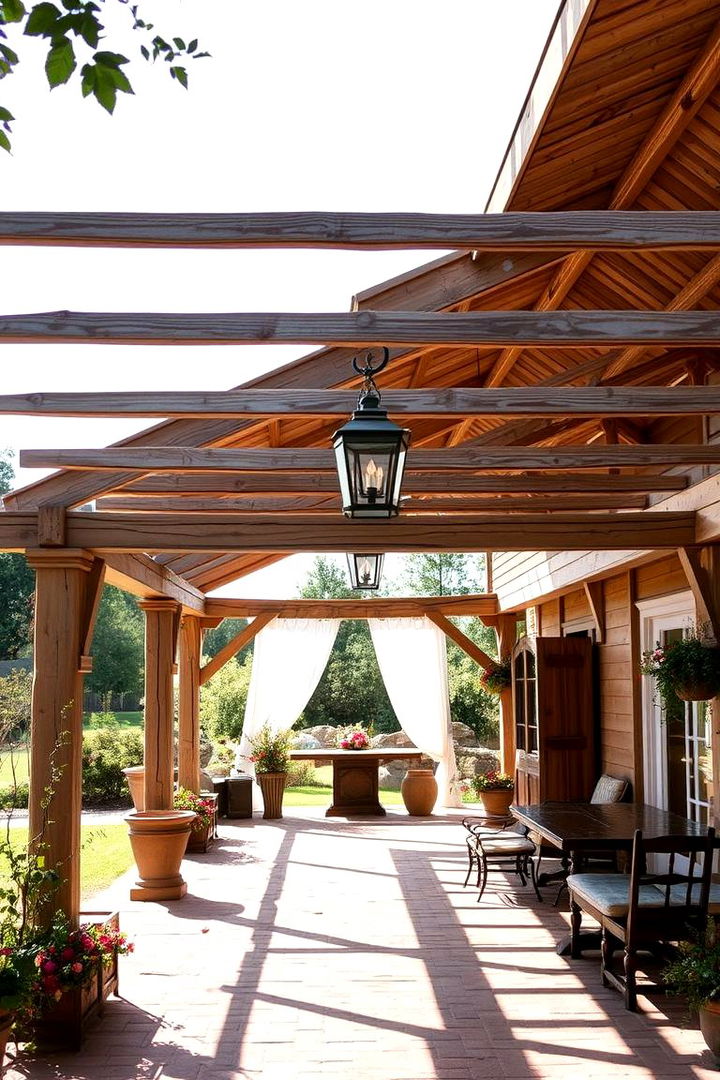 Rustic Farmhouse Pergola Warmth - 22 Small Patio Pergola Ideas