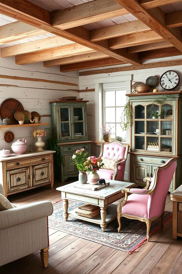 Rustic Farmhouse Pink Details - 22 Pink Living Room Ideas