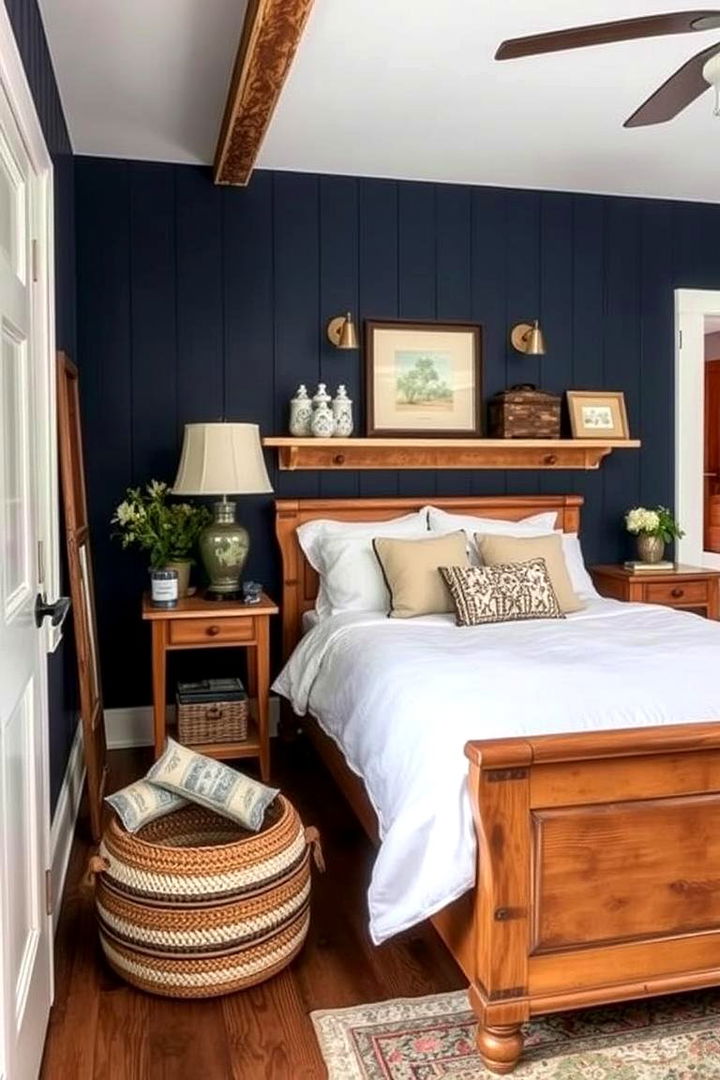 Rustic Farmhouse Retreat - 22 Dark Blue Bedroom Ideas