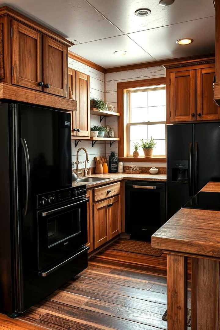 Rustic Farmhouse Style - 22 What Color Cabinets Go With Black Appliances