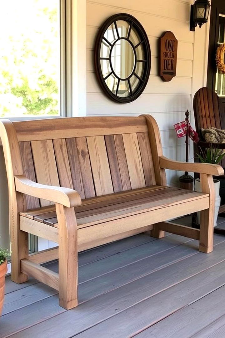 Rustic Farmhouse Style Bench - 22 Front Porch Bench Ideas