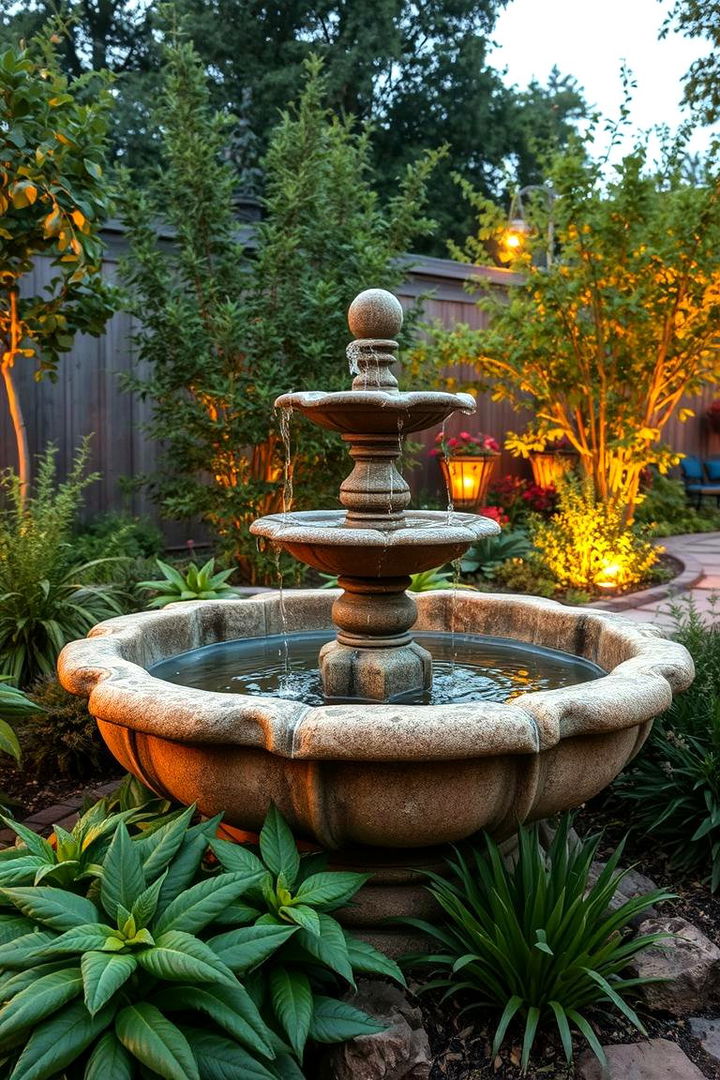 Rustic Fountain Focal Point - 22 Italian Garden Design Ideas