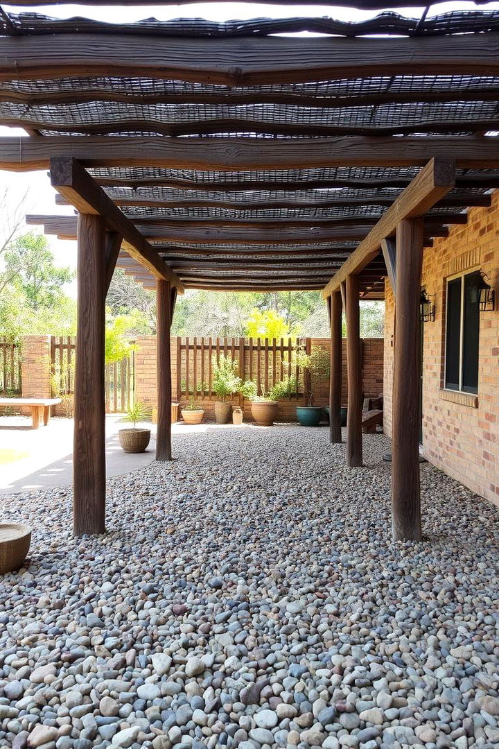 Rustic Gravel Surface - 22 Pergola Flooring Ideas