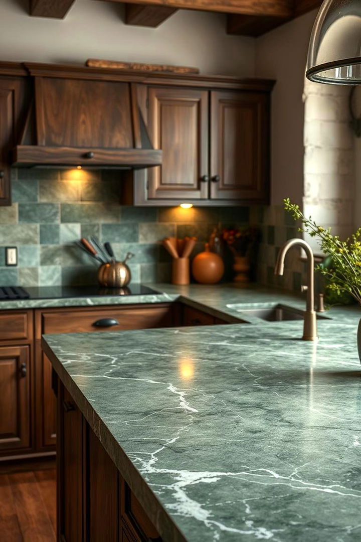 Rustic Green Marble Appeal - 22 Green Marble Countertop Design Ideas
