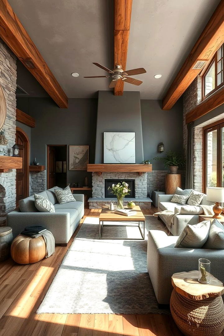 Rustic Grey with Natural Elements - 22 Grey Living Room Ideas