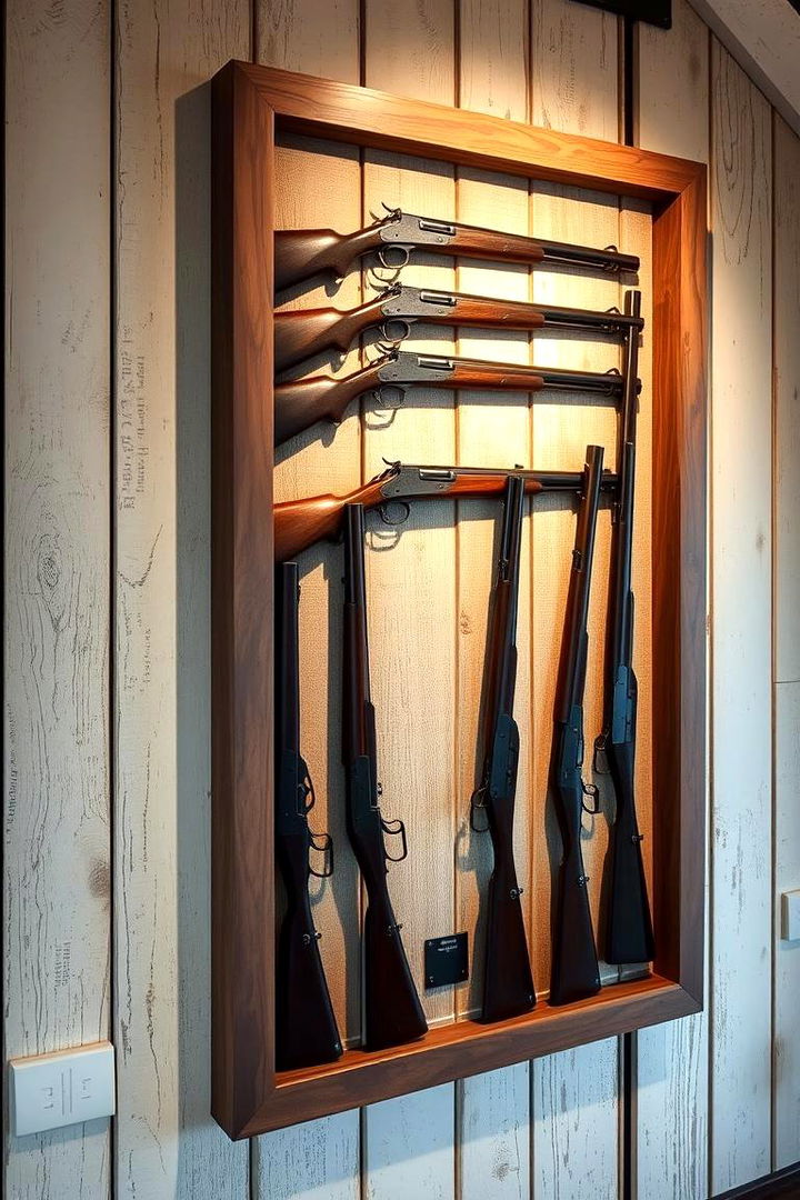 Rustic Gun Wall with Antique Touch - 22 Gun Wall Ideas