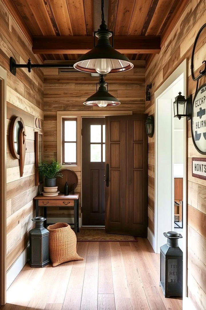 Rustic Industrial Flair - 22 Shiplap Wall Entryway Ideas