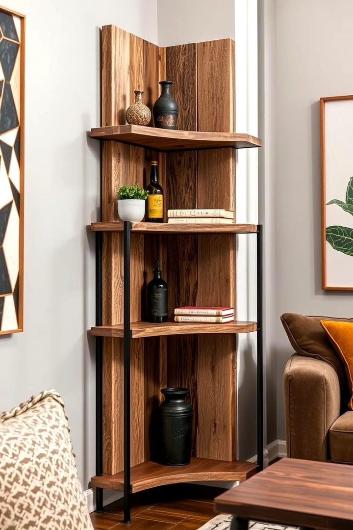 Rustic Industrial Fusion Corner Shelf - 22 Corner Shelf Ideas