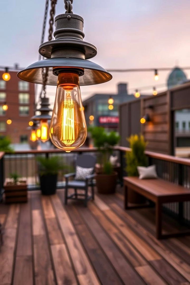 Rustic Industrial Lighting for a Unique Appeal - 22 Deck Lighting Ideas