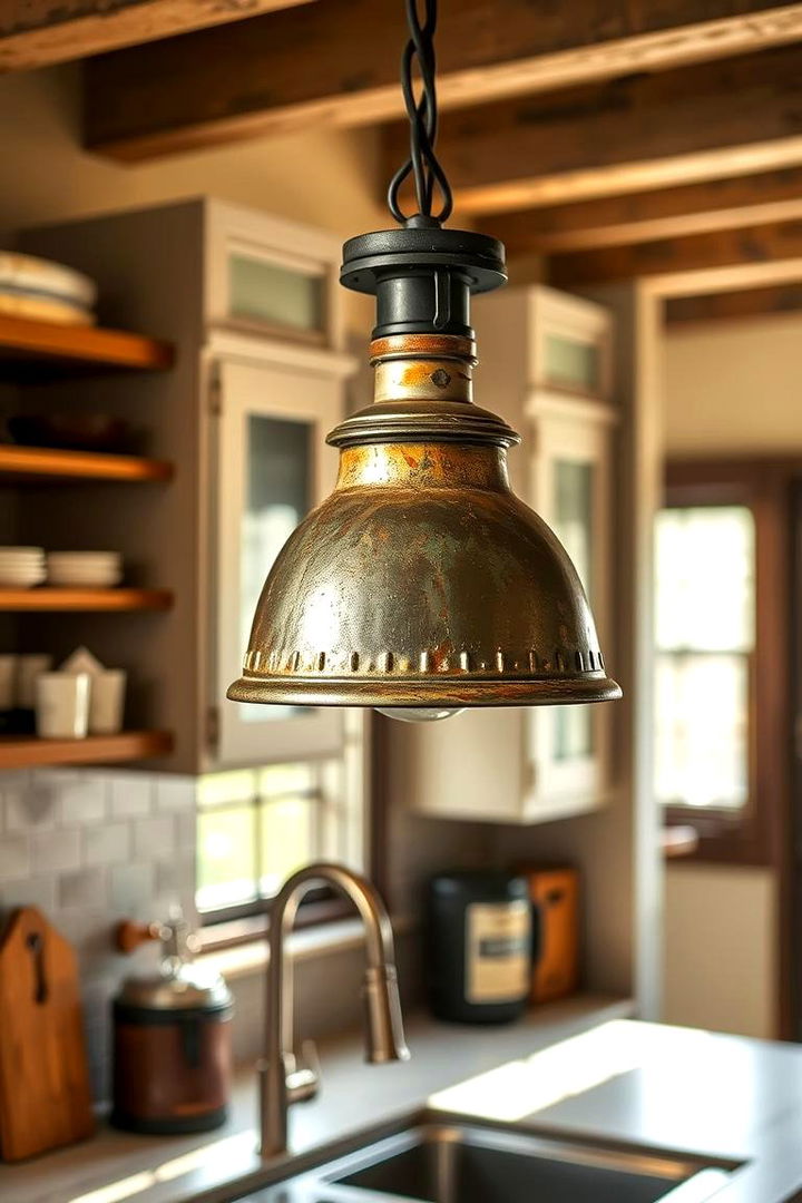 Rustic Industrial Pendant for Character - 22 Kitchen Sink Lighting Ideas