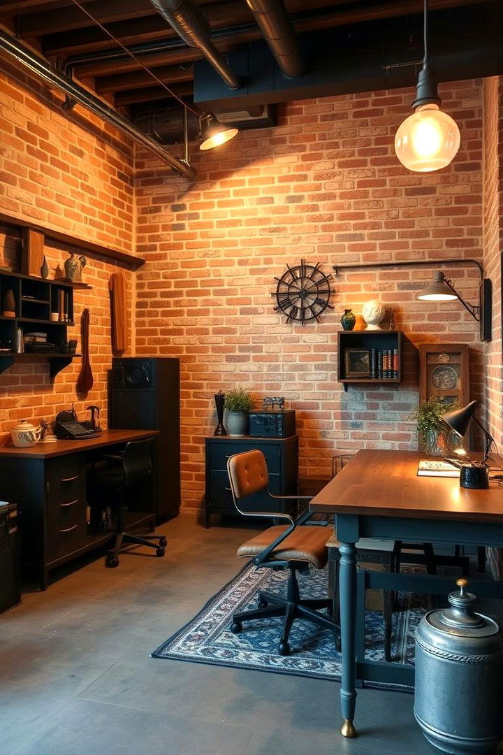 Rustic Industrial Vibe - 22 basement office ideas