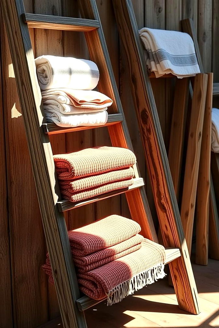 Rustic Ladder Display - 22 Towel Display Ideas