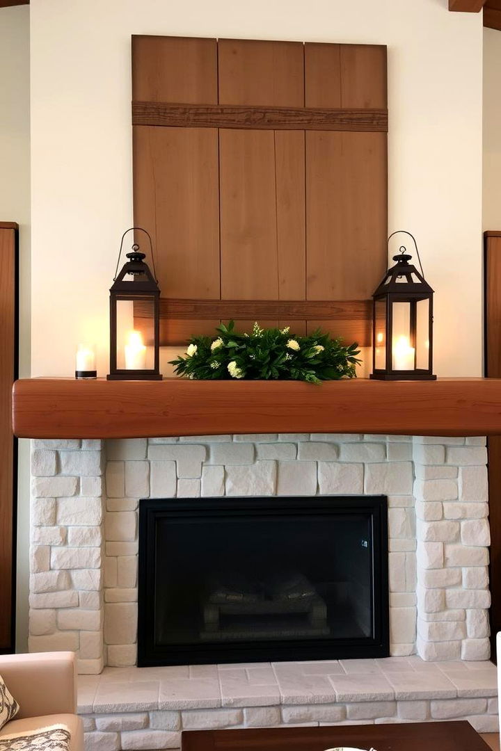 Rustic Lantern Accents - 22 Fireplace Mantel Lighting Ideas