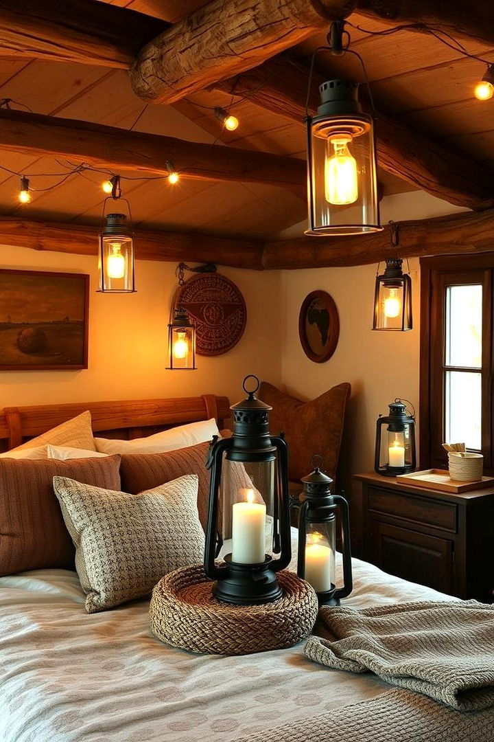 Rustic Lantern Accents - 22 Bedroom Lighting Ideas