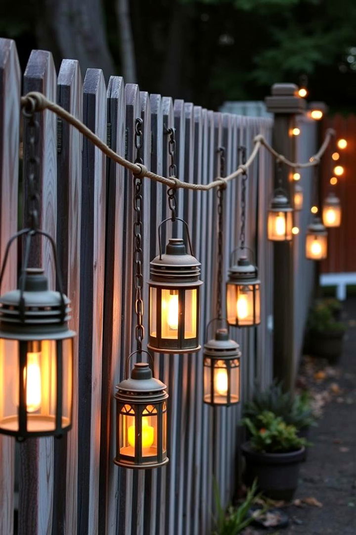 Rustic Lantern Chains - 22 Fence Lighting Ideas
