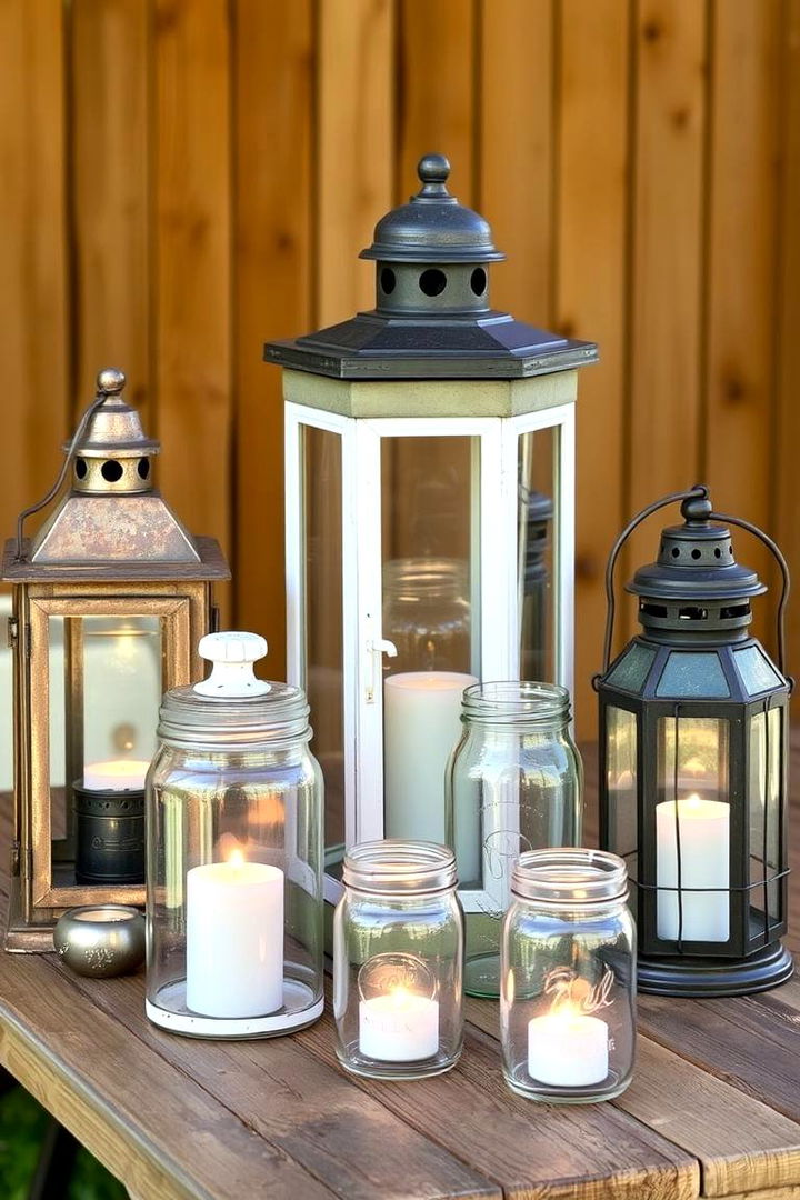 Rustic Lanterns and Mason Jar Displays - 22 non-floral wedding centerpiece ideas