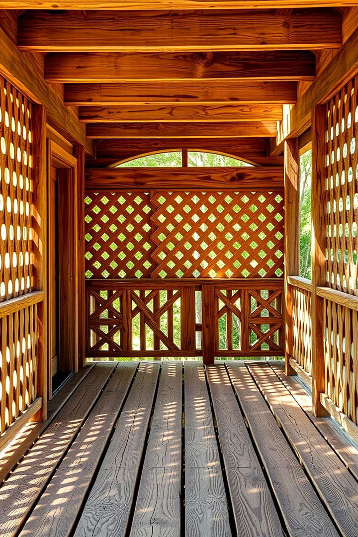 Rustic Lattice Accents - Partially Covered Deck Ideas for Shade and Versatility