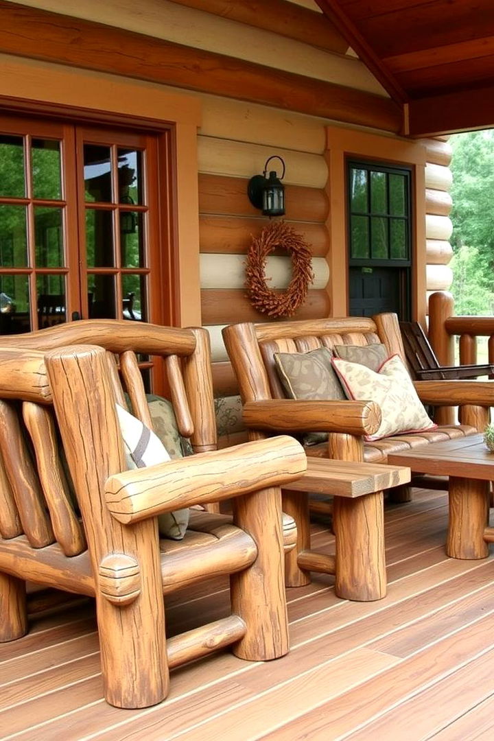 Rustic Log Furniture with Enduring Charm - 22 Rustic Front Porch Ideas